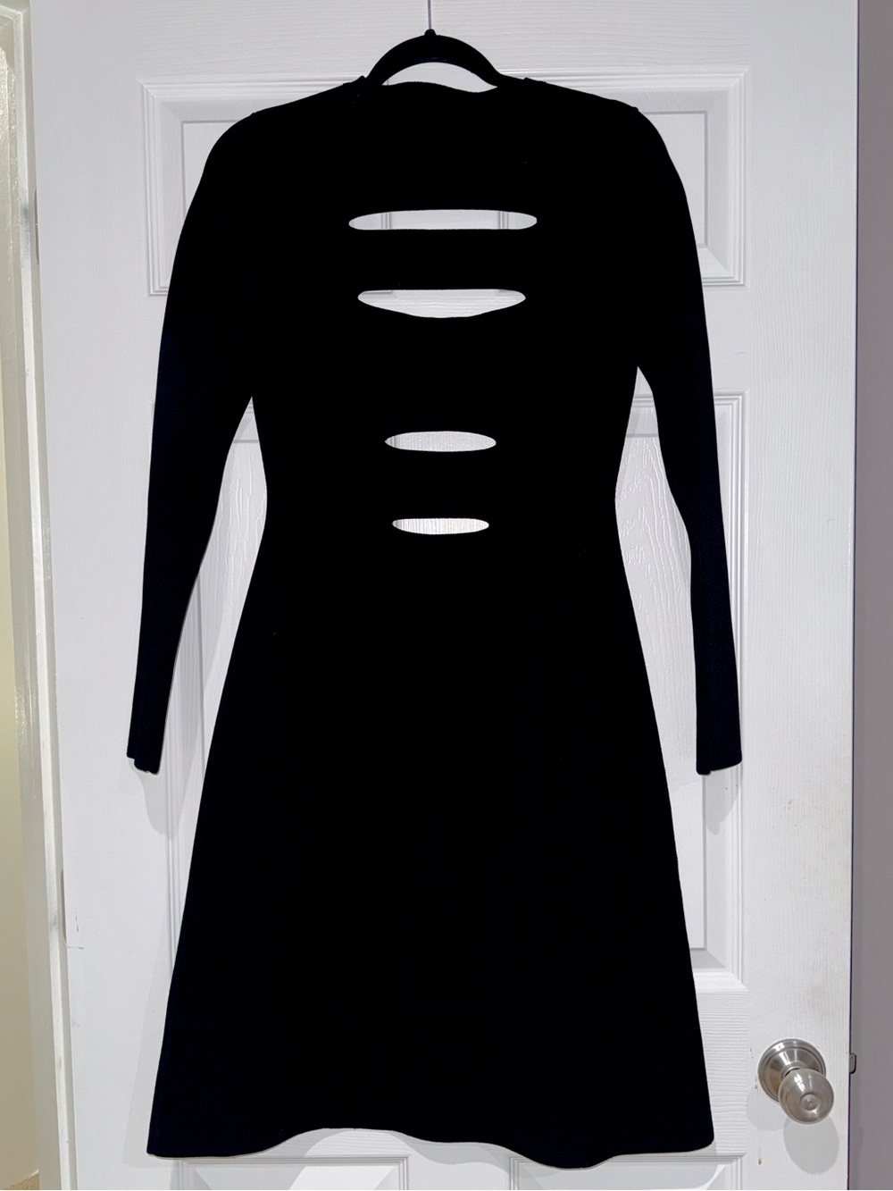 NARCISO RODRIGUEZ Black Bodycon Cutout Scuba Knit Dress | IT 42 US 6